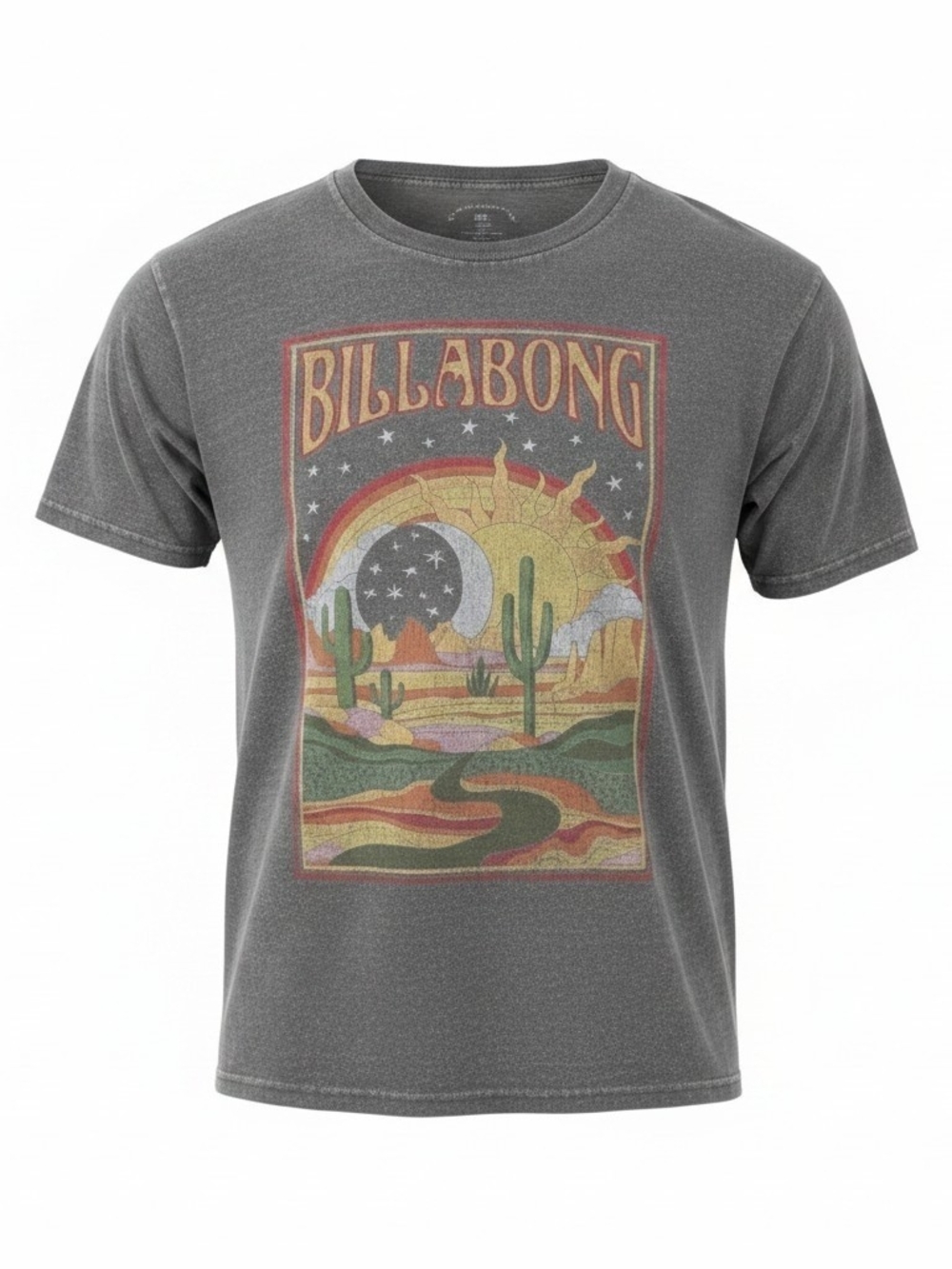 Vintage Billabong Distressed Heather Charcoal Logo Tee